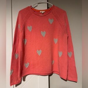 Lisa Todd Pink Love Wins Roll Neck Sweater with Gray Hearts Medium